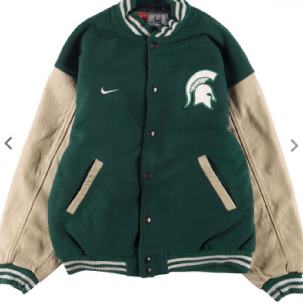 TEAM 袖革ウールスタジャン アワードジャケット NIKE - 大阪 Snap  